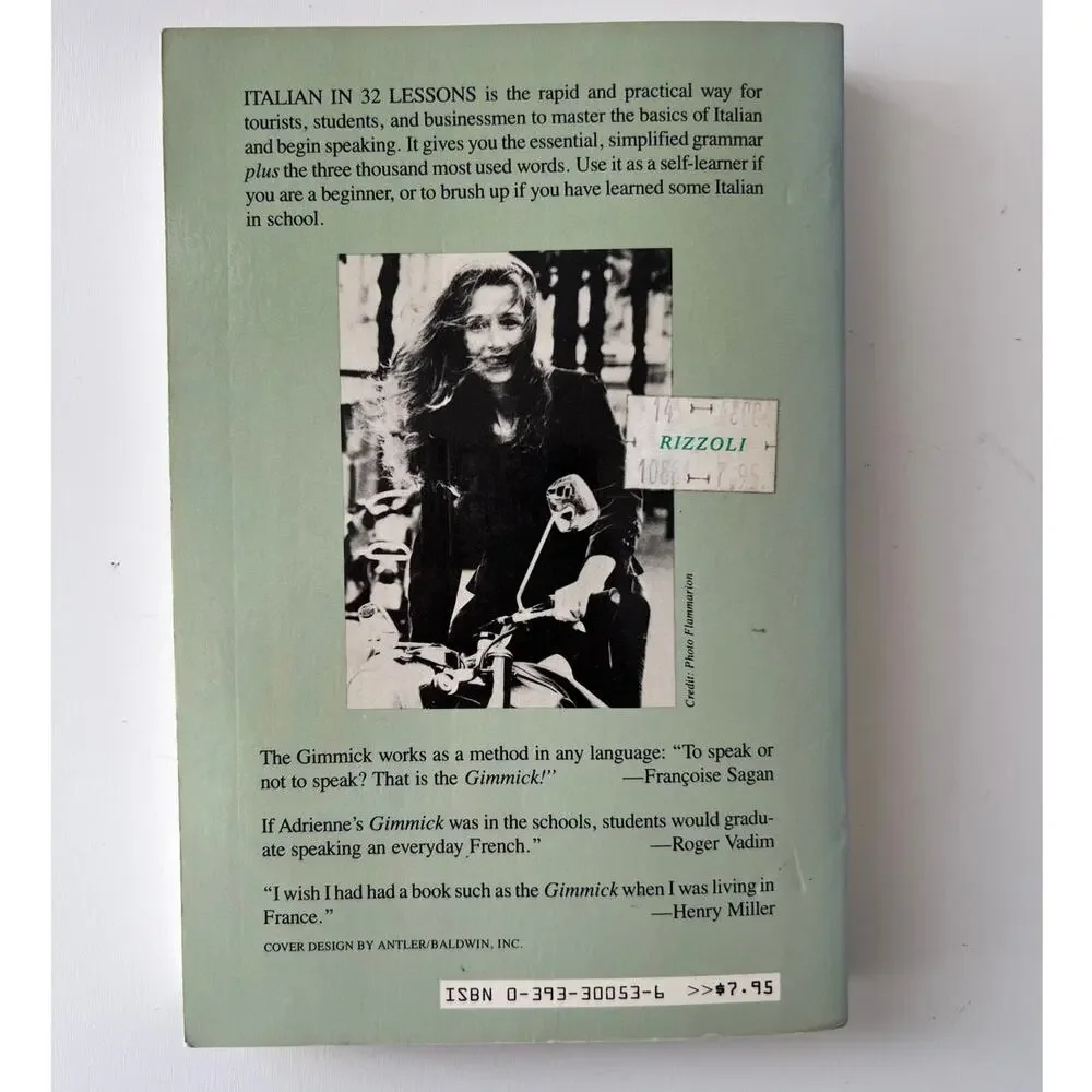 The Gimmick Series: Italian in 32 Lessons by Adrienne 1982 PB Good Condition